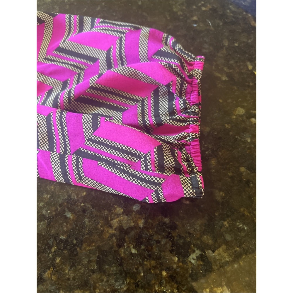 Trina Turk Dress Sz 2 Women's Pink Black Silk Sheath Elegant Work Church Shirt‎ - Picture 7 of 8